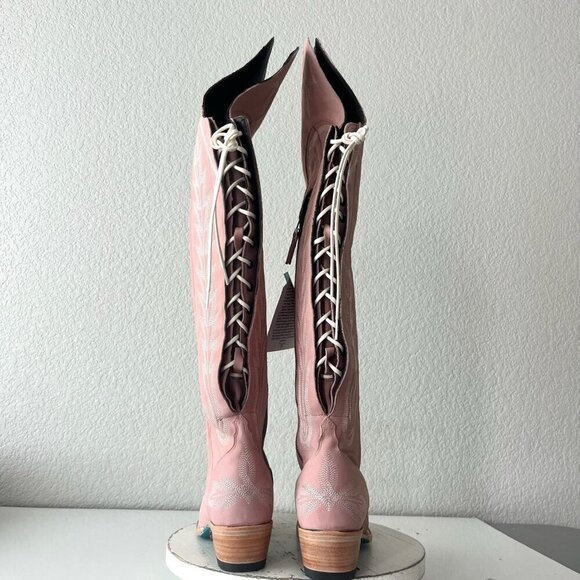 Lane LEXINGTON Over the Knee Womens Cowboy Boots 9 Blush Pink Western Cowgirl - Picture 3 of 13